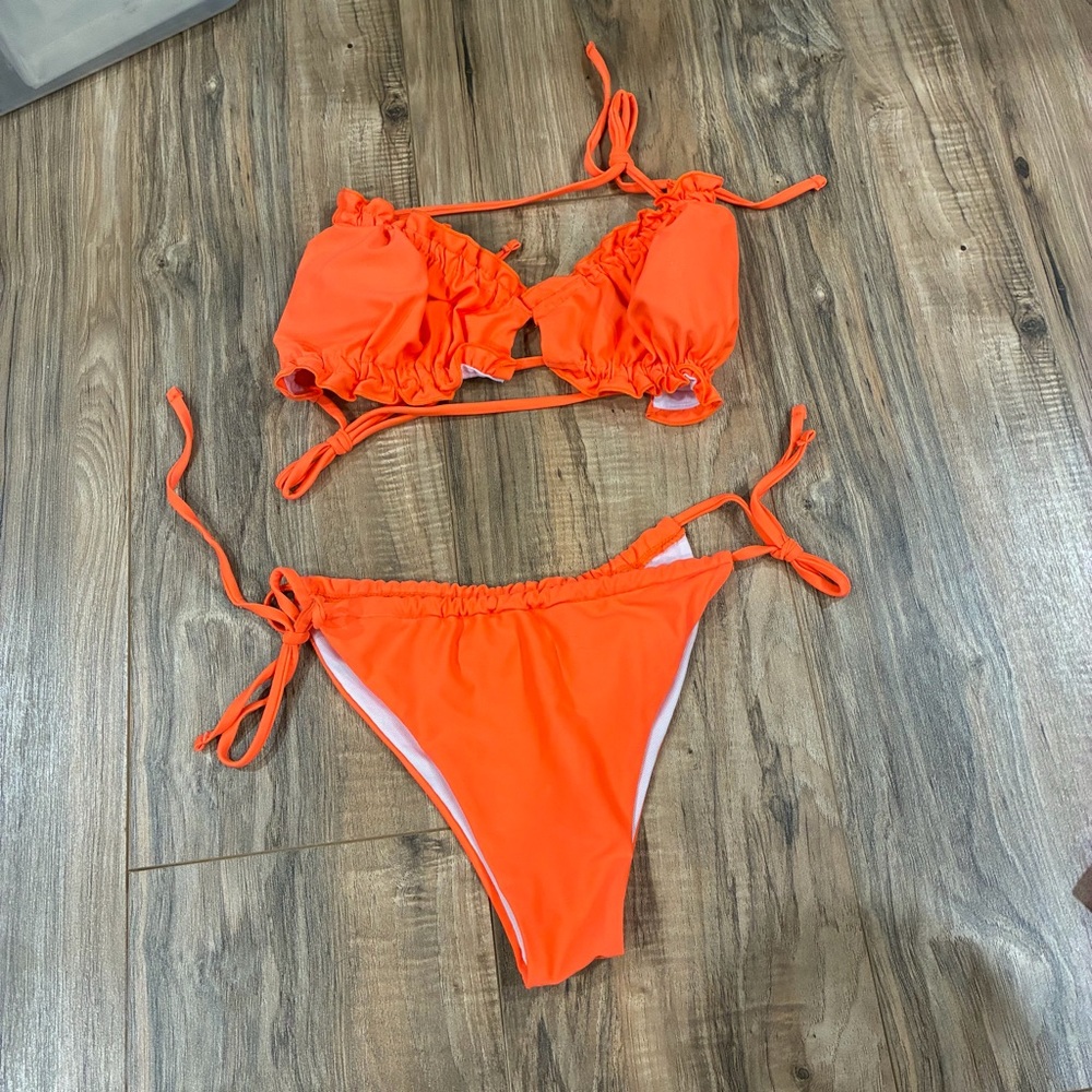 Neon orange bikini swim suit set